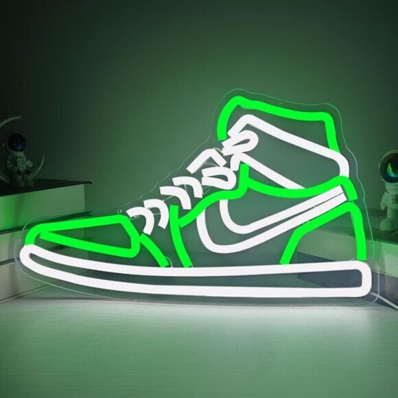 New Sneaker Neon Sign, Green LED Shoe Wall Light for Room, Man